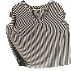 Adrianna Papell Plus Black & White Striped Shirt Blouse Flutter Sleeve  Sz 1X